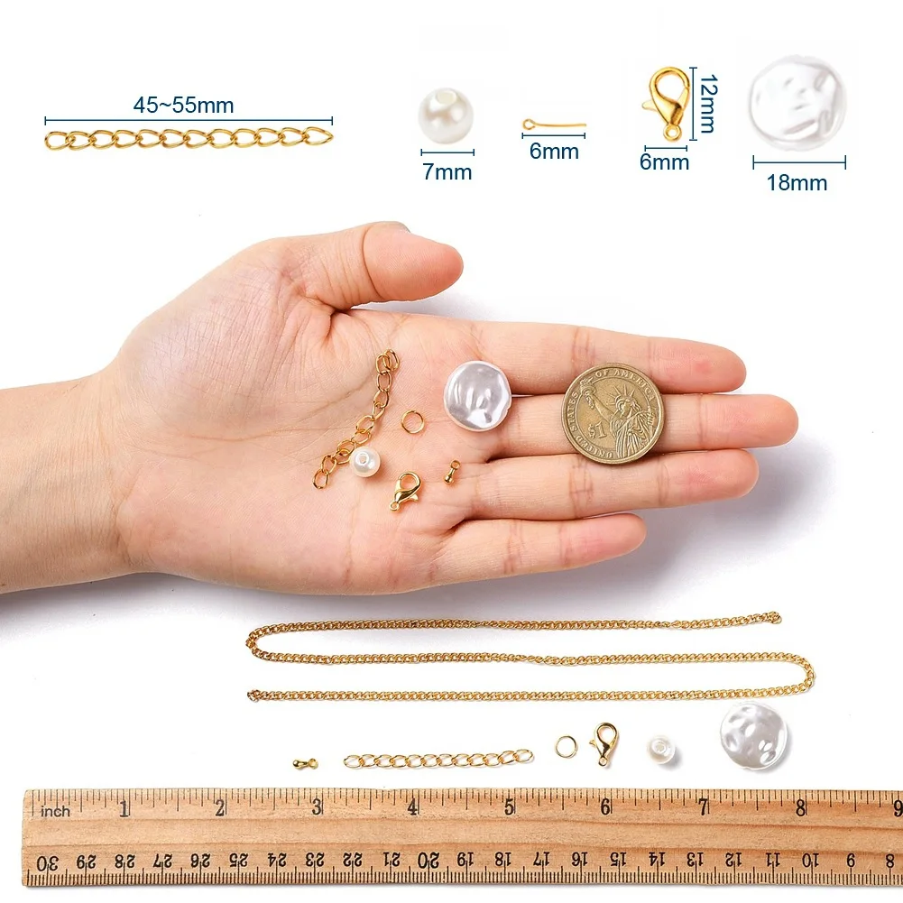 Rawmand Jewelry Making Chains Kit Jewelry Jewelry Link Chains With Replaceable Pendant Plastic Pearls Lobster Buckle Jump Rings