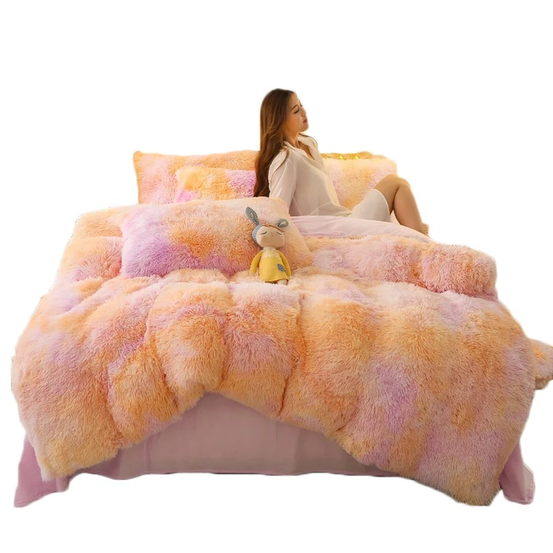 Direct Selling faux fur velvet quilt cover bedding duvet cover set
