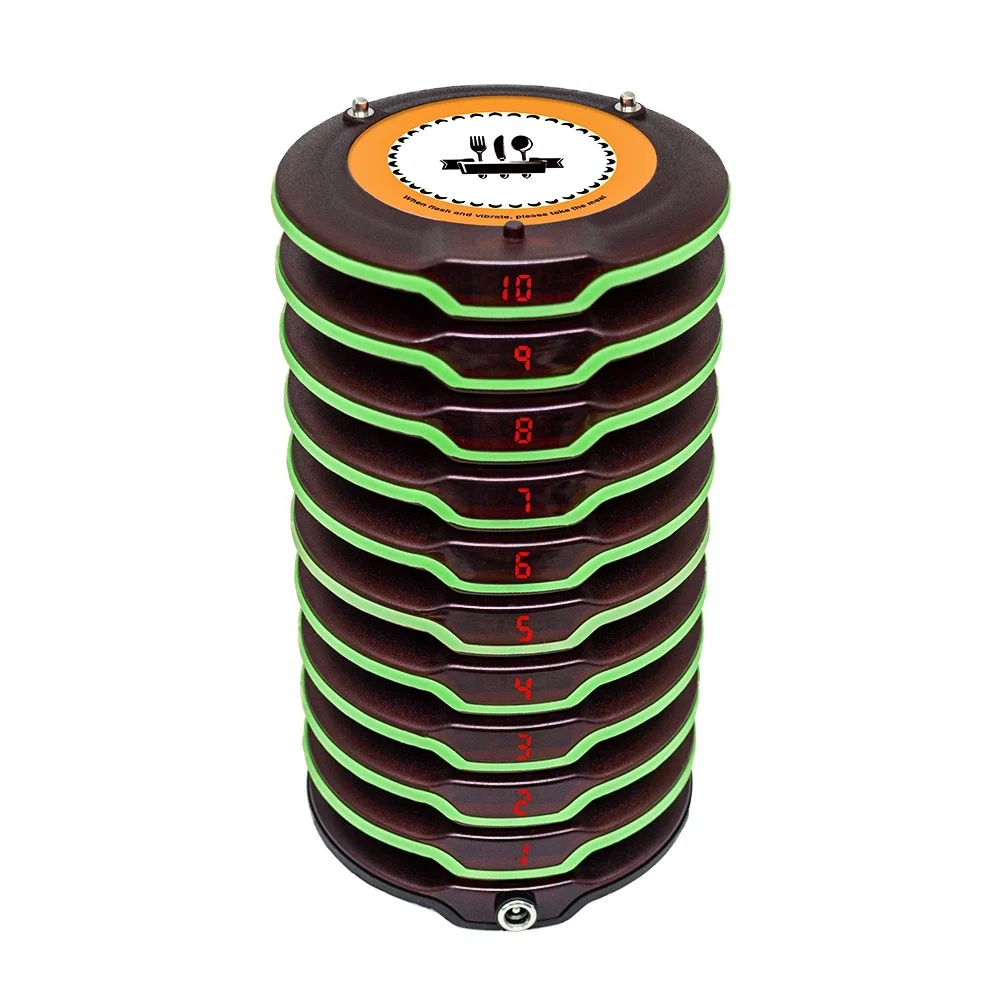 Free Logo Printing Fast Food Restaurant Queue Number Wireless Food Buzzer 10 Pagers