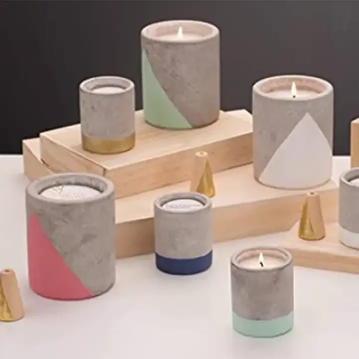 luxury scented soy customized candle in different shaped cement jar