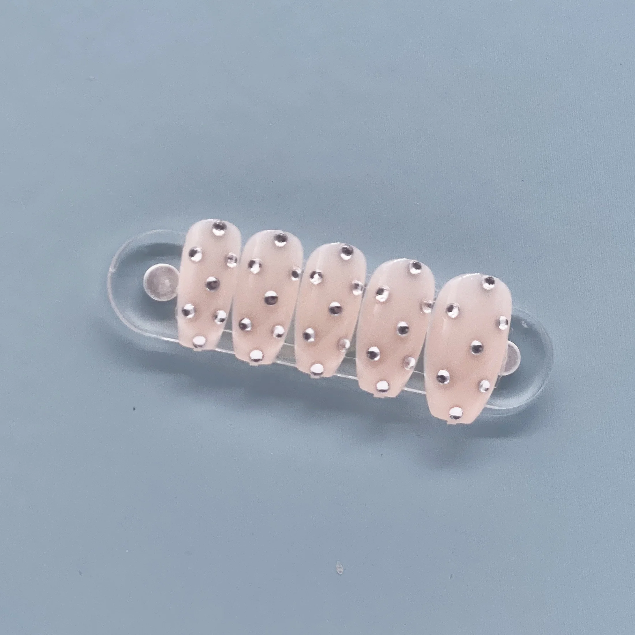 New arrive 24pcs waterproof reusalble peachbuff color coffin shape nail tips for nail art manicure