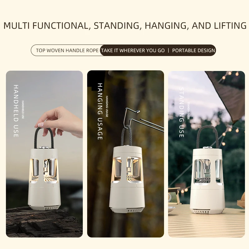 Retro Portable Camping Lantern 4000mAh Outdoor Kerosene Vintage Camp Lamp 2 Lighting Modes Tent Light for Hiking Climbing Yard