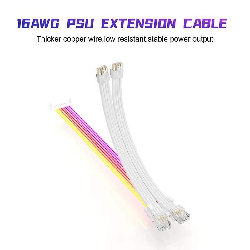 2*8p Pin ATX RGB Sleeved Cable Software Synchronization ARGB decorative Extension cord Cable Kit 5V 3Pin Synchronous DOUBLE head