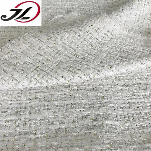 Ready to ship 100% polyester  braided  small fragrant style tweed fabric for coat dress