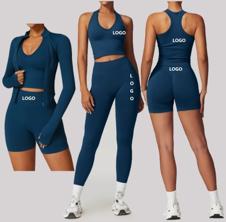 5PCS Set Fitness Clothing Seamless Gym Activewear Women Outfit Workout Gym Fitness Sets