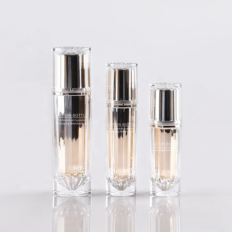 Empty Lotion Bottle with Pump Acrylic Cosmetic Jars Beauty Cream Container Golden Plastic Packaging
