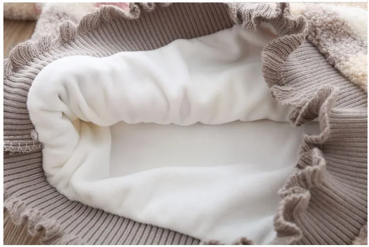 
Girls O-neck knitted sweater pullover children block batwing sleeve sweater+bag 