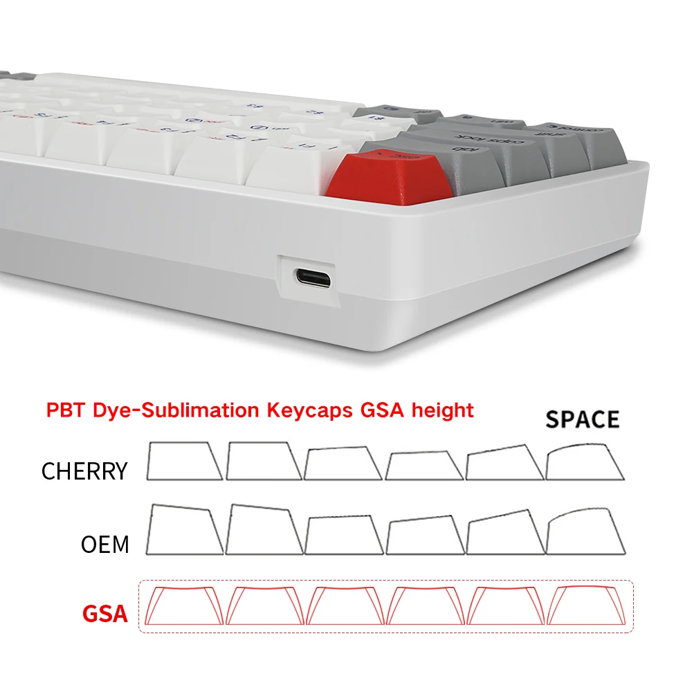 Gateron Switches Mechanical Keyboard V2-gk68 PBT Sublimation Gray White Red Usb Desktop USB Type C Jk Nootebook Piano Keyboard