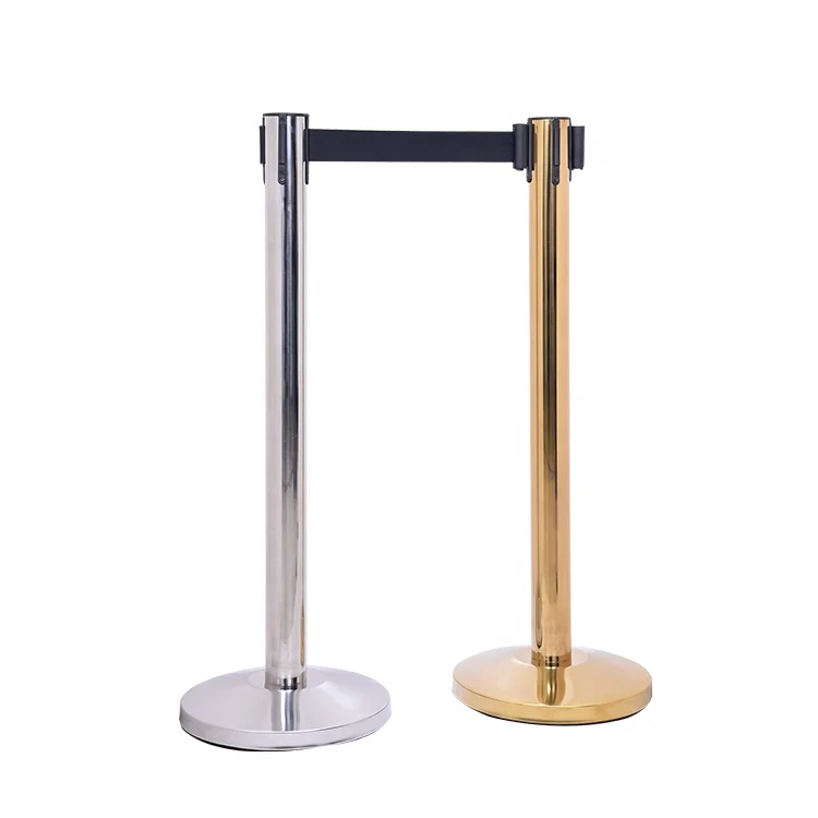 Crowd Control Queue Line Post Retractable Belt Gold Barrier