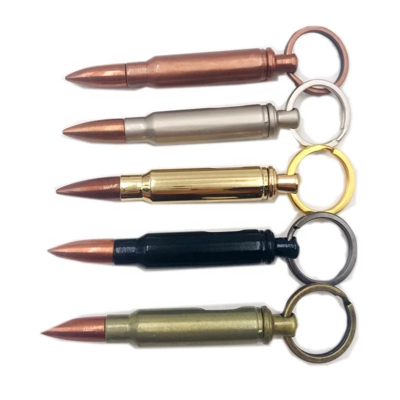 Zinc alloy plating 6 colorful metal bullet Keychain Bottle Opener