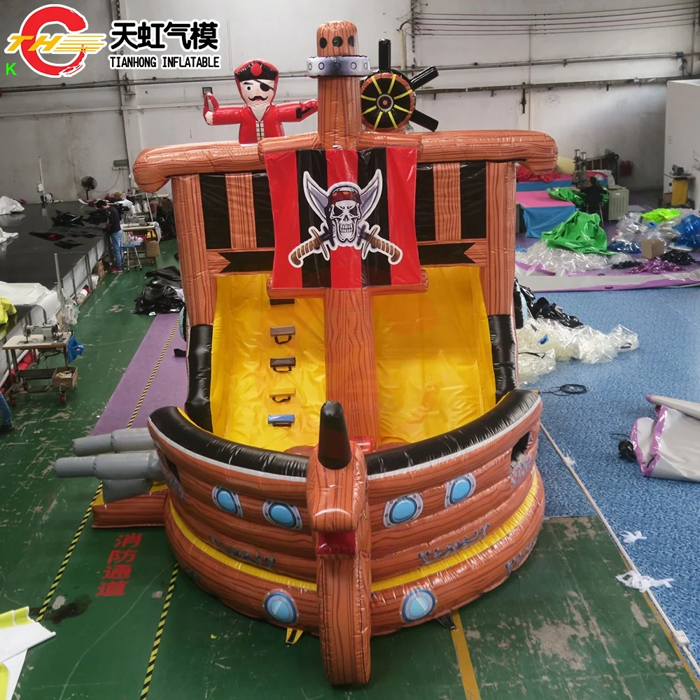 Free Door Shipping 7x4x5mH inflatable pirate ship slide pirate boat bouncer slide for jump and climb
