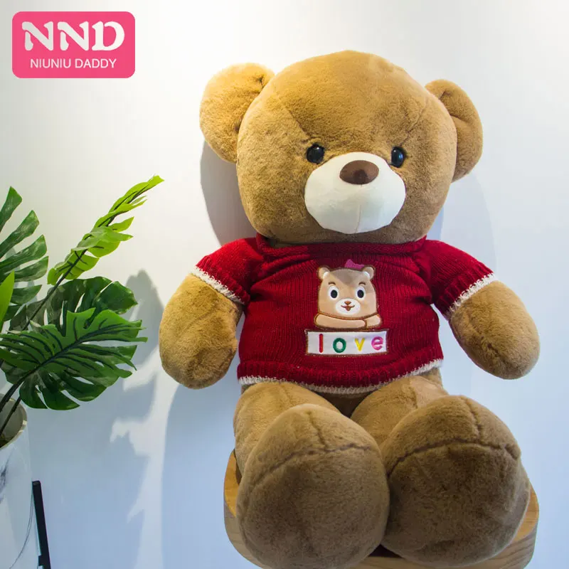 Niuniu Индивидуальные плюшевые игрушки для папы Kawaii 80 см Мишка Тедди со свитером мягкие животные без набивки одежда Медведь подарок девушки на День святого Валентина
