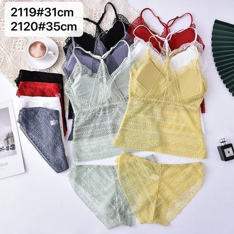 New Design Elastic Lace Underwear Lace Transparent Sexy Bra Penty Underwear Set