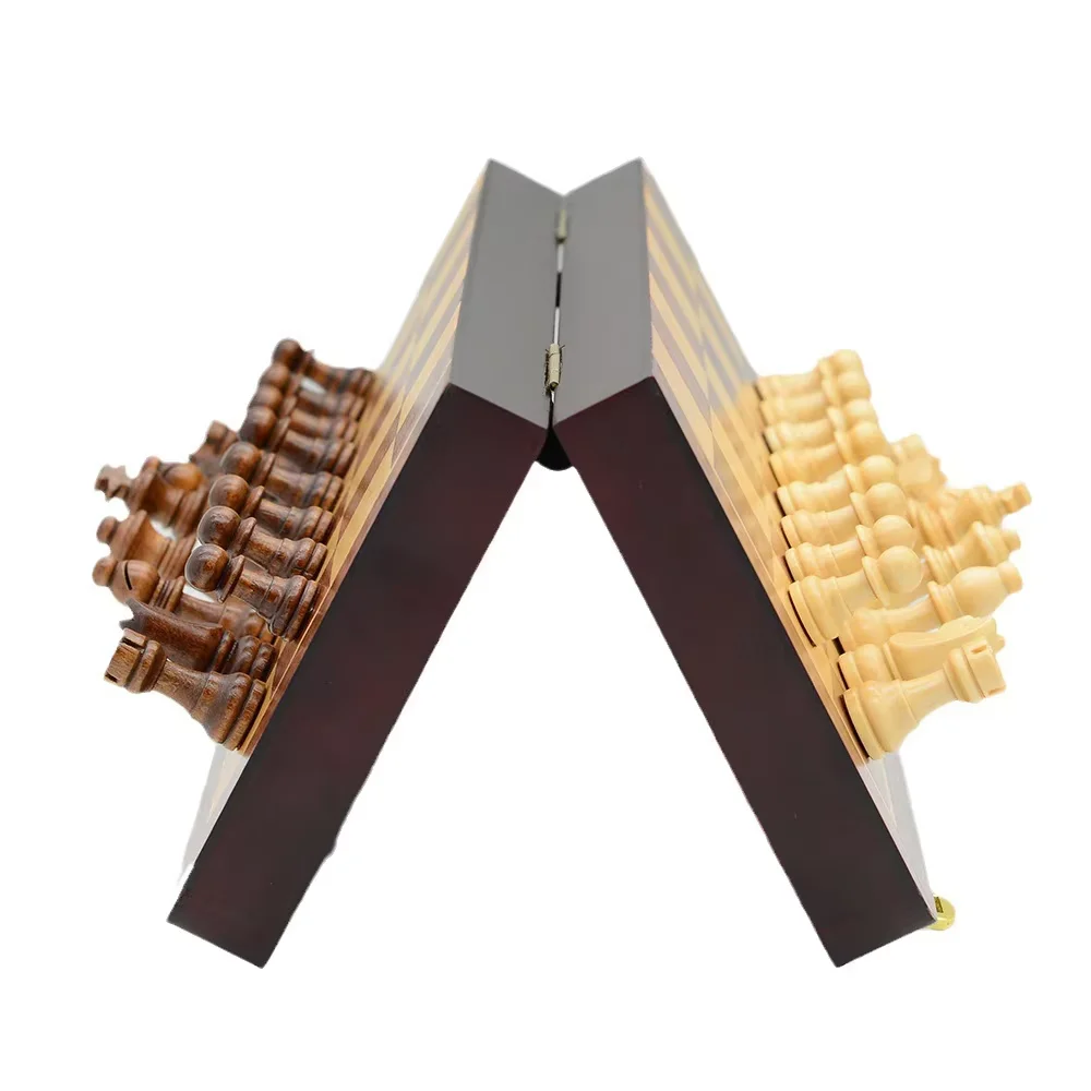 Wholesale 30/34/39cm Wooden Chess Folding Magnetic Suction Chess Set Educational Competitive Table Board Games