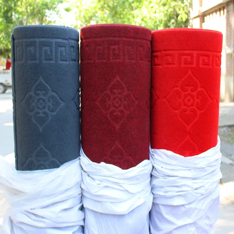 Wholesale bright red embossed carpet corridor home floor mat outdoor wedding hotel carpets