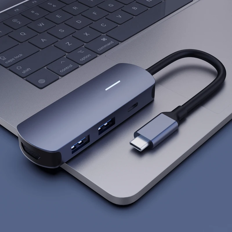 4k hdmi2.0 Hub Type-C 3.1 Usb 4 Port Computer 100W Charging Aluminum Usb C 4K Hub Usb Hub 3.0 C 2 Ports Rj45