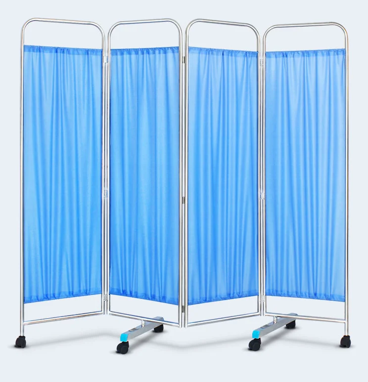 Medical Mobile Blue 4-Panel Hopistal Ward Screen