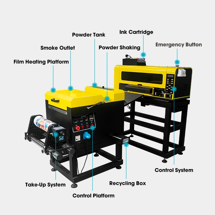 USA warehouse 12 inch dtf printer a3 dtf printer for t shirt printing with dual xp600 heads and powder shaker