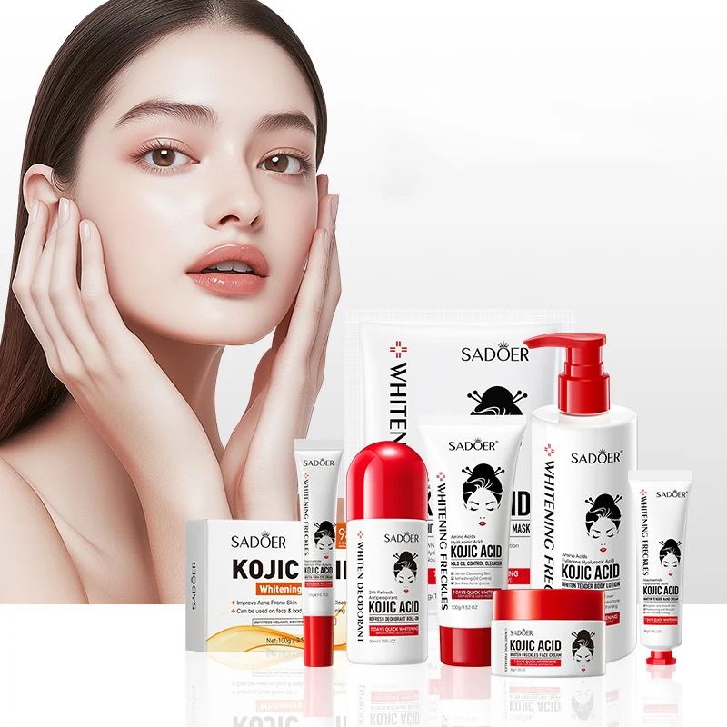 OEM SADOER new products wholesale amino acid hyaluronic acid kojic acid series whitening anti-wrinkle firming skin care set