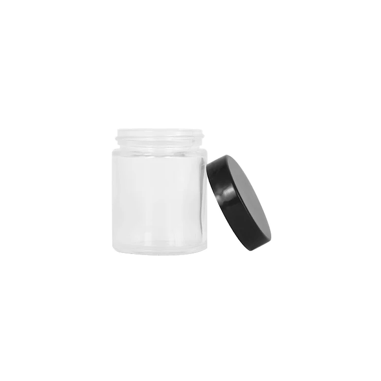 1oz 2oz 3oz 4oz Wholesale customized high quality small round straight sided clear glass jars with plastic screw lid