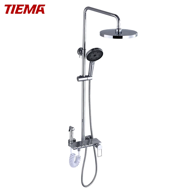 TIEMA  New Design Brass Piano Keys Modern 4 Pcs Hole Shower Tub Bath Faucet Set