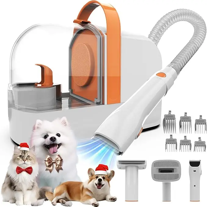 Portable Pet Hair Electric Clipper Dryer Cleaning Brush Dog Cat Suction Machine Saloon Tool Pet Grooming Vacuum Cleaner Kit Set