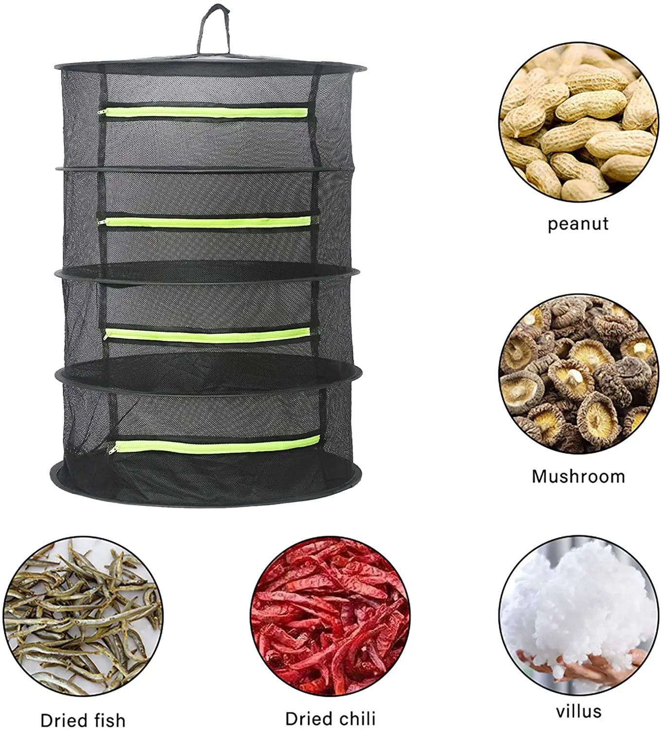 Drying Net 2ft 8 Layer Collapsible Mesh Hydroponic Drying Rack Dry Net Herb Dryer with S Hang Buckle