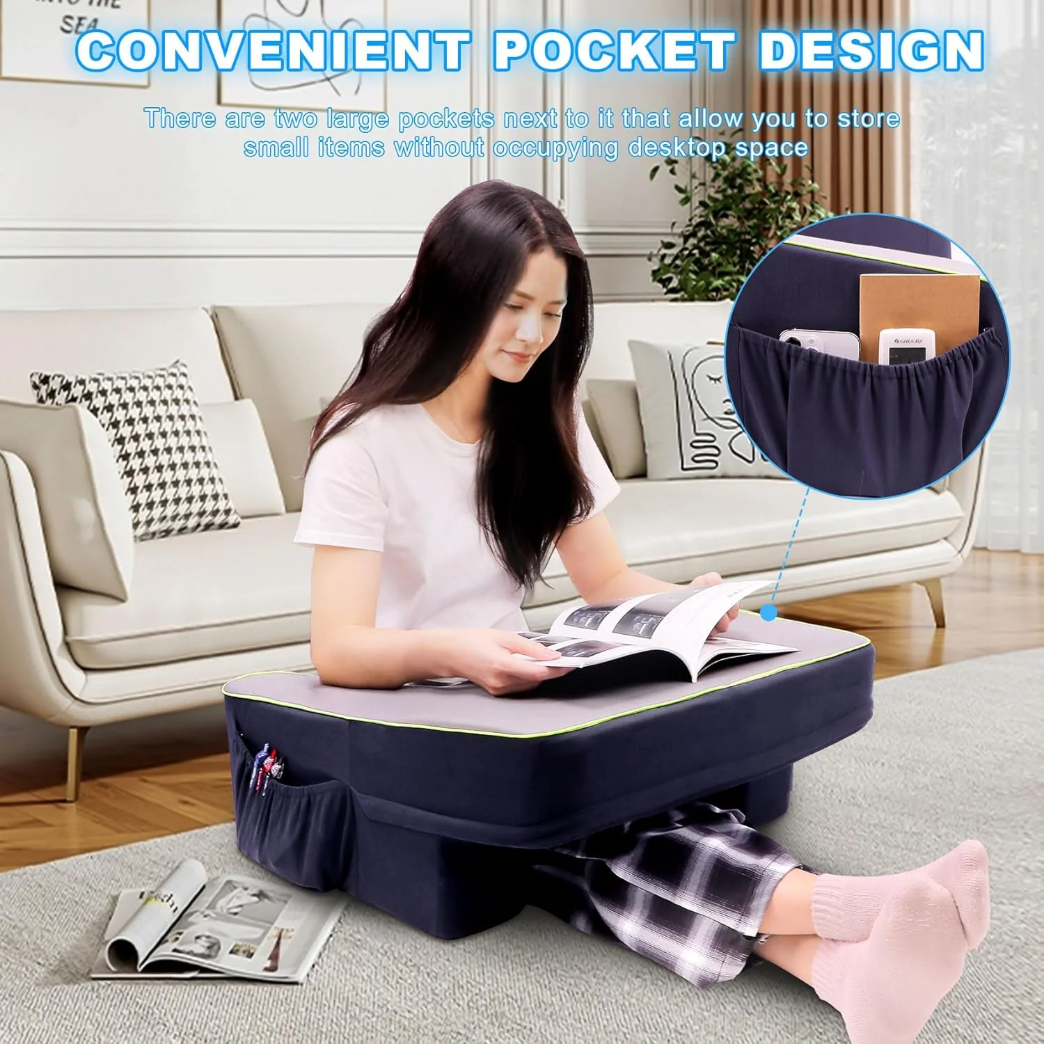 New product Orthopedic Reading Pillow Arm Rest Pillow Custom Memory foam Lap Desk Gaming Pillow forReading Gaming Sitting in Bed