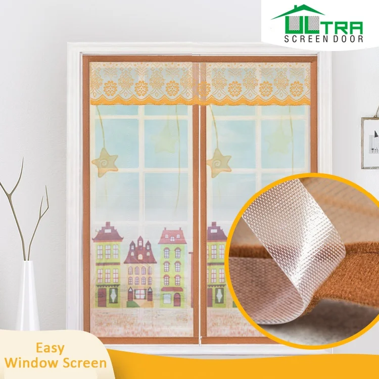 Multiple Patterns Zipper Closing Easy Window Mesh Screen Curtain