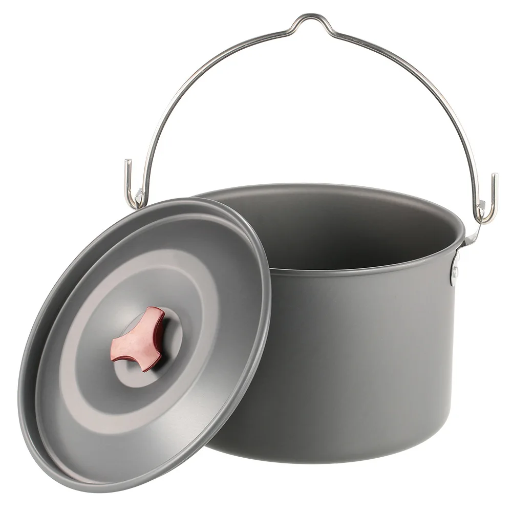 4L Kitchen Aluminum Alloy Cookware Tableware Outdoor Picnic Cooking Tourism Fishing Soup Pot Camping Hanging Single Pot