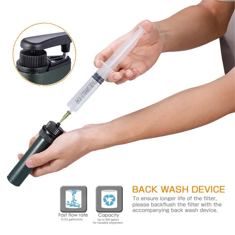 Diercon Mini Water Filtration System Light Weight and Hand Pump Water Filter Personal Portable Water Filter (TW01)