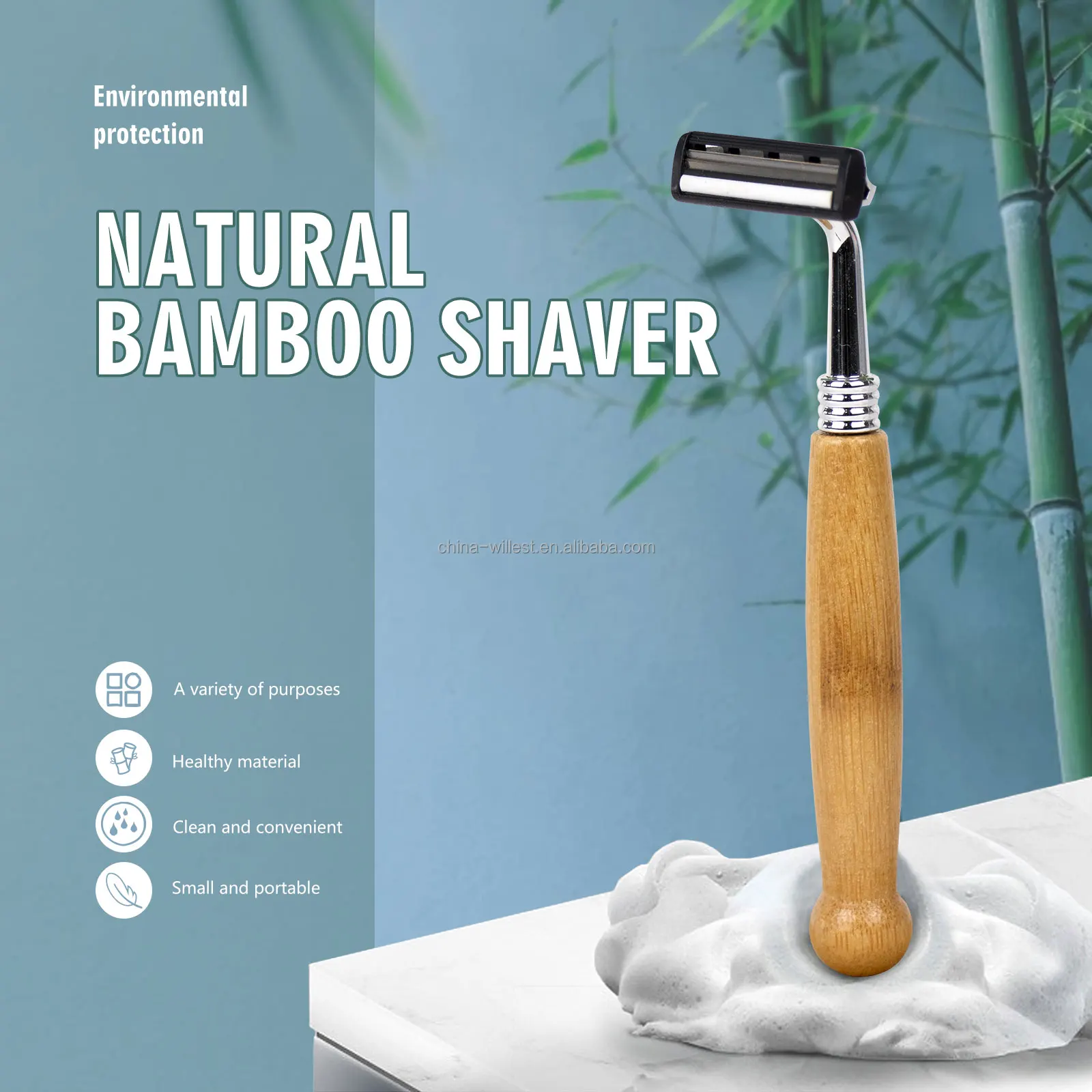 High quality Man use Bamboo handle Razor Eco friendly bamboo made man shaver with OEM logo