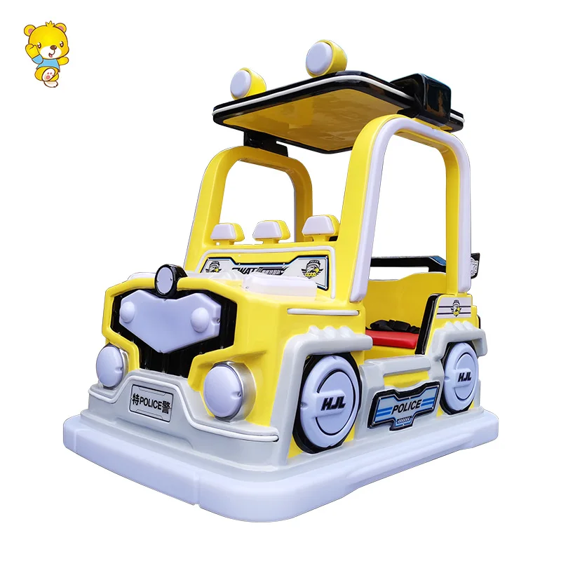 HAOJILE Four-Wheel Drive Kids Toy Car Metal Indoor Playground with WAT and Police Car Roof Amusement Park Equipment
