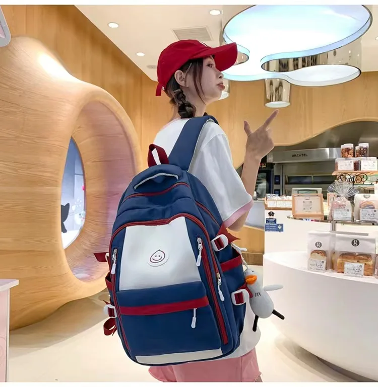 High Casual Large Capacity Waterproof School Bag Quality Simple Style Solid Color Backpack School Travel Nylon Backpack