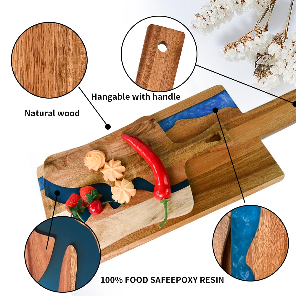 Wood Cutting Board with Epoxy Resin for Kitchen and Mini bar  for Meat, Cheese, Bread, Vegetables, Fruits for Kitchen