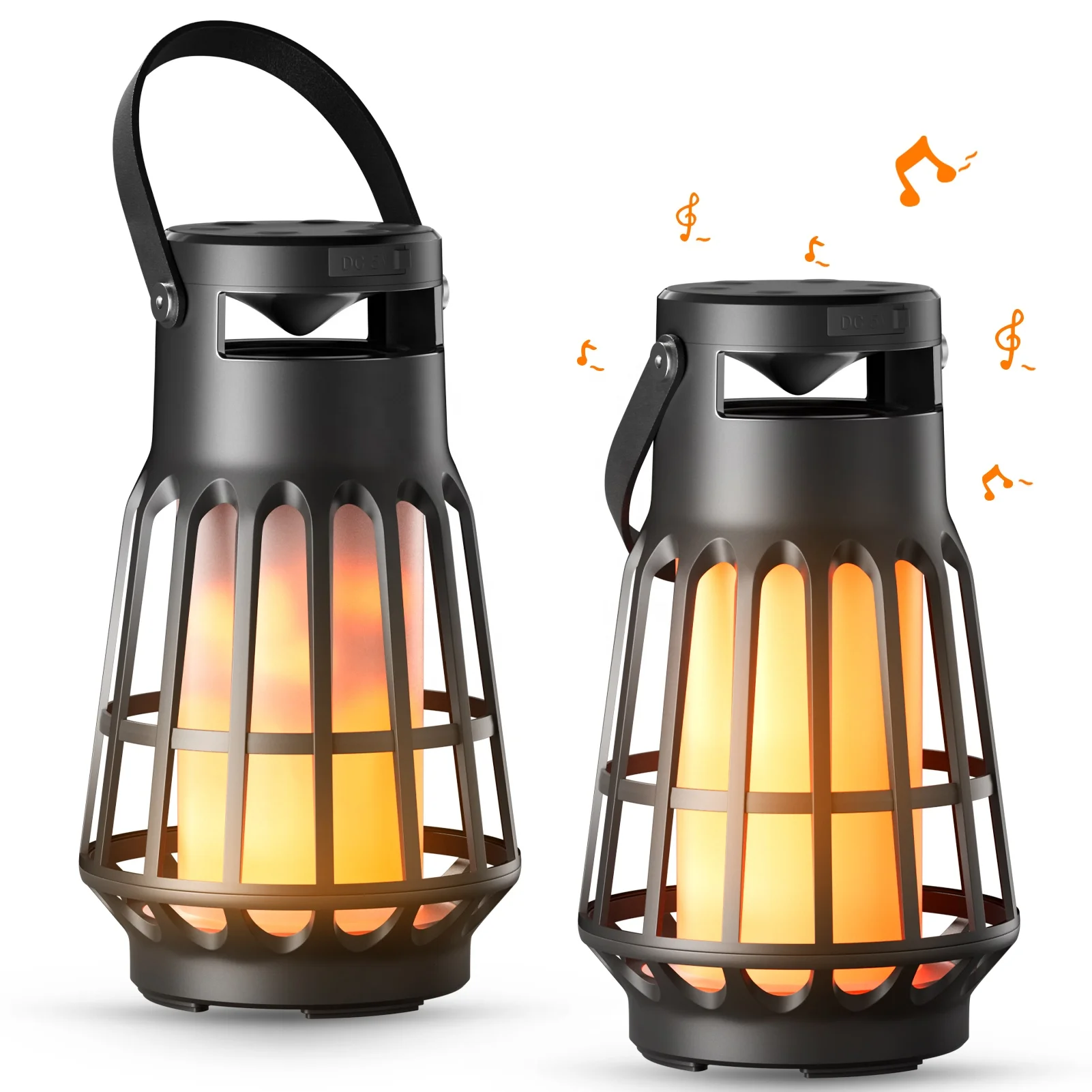 New Portable LED Flame Lamp Atmosphere Light Camping Lights Outdoor Speaker TWS Wireless BT Speaker White Noise Machine