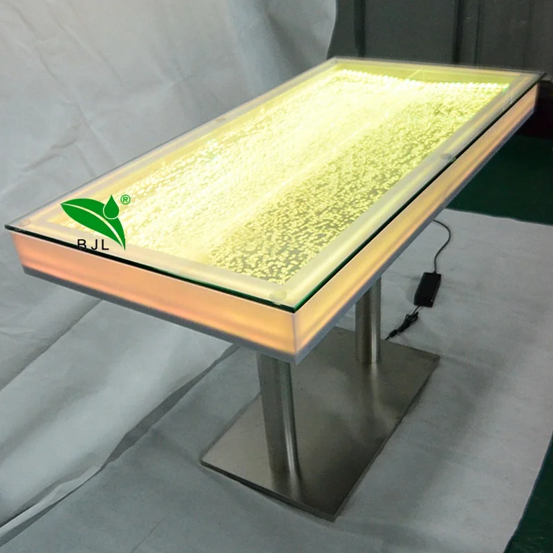 Restaurant Aluminum Base Water Bubble Panel Led Glowing Dinning Table