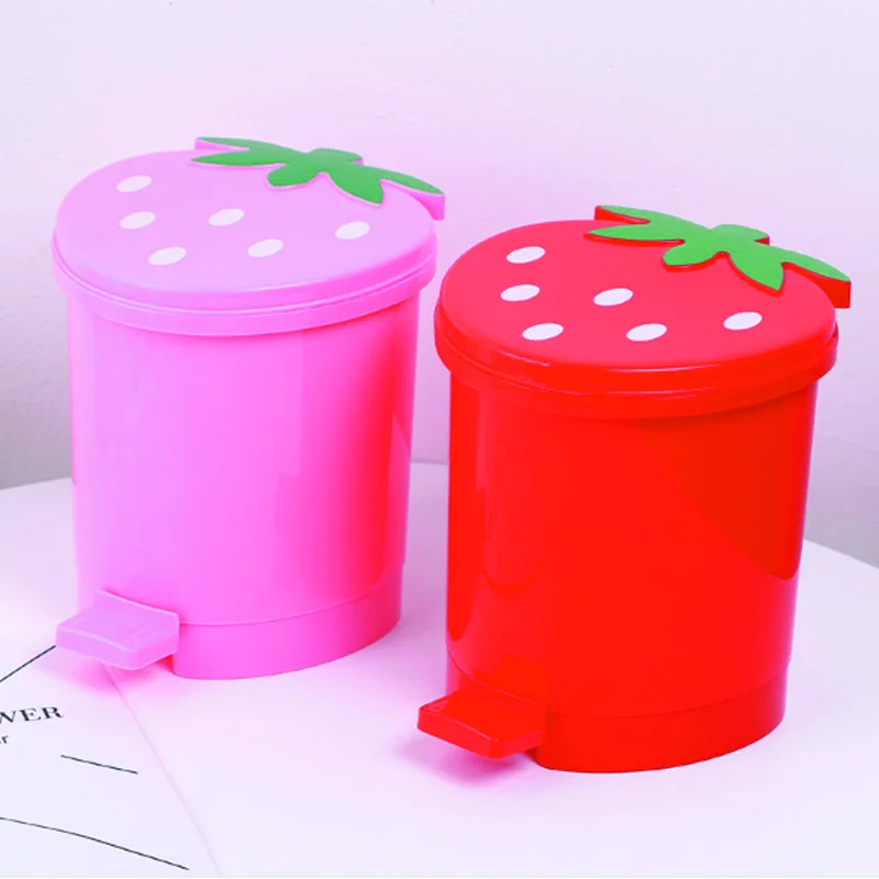 Pedal Garbage Bin Tabletop Mini Cute Fruit Shape Dustbin Desktop Trash Can Small Plastic Desktop Waste Bin
