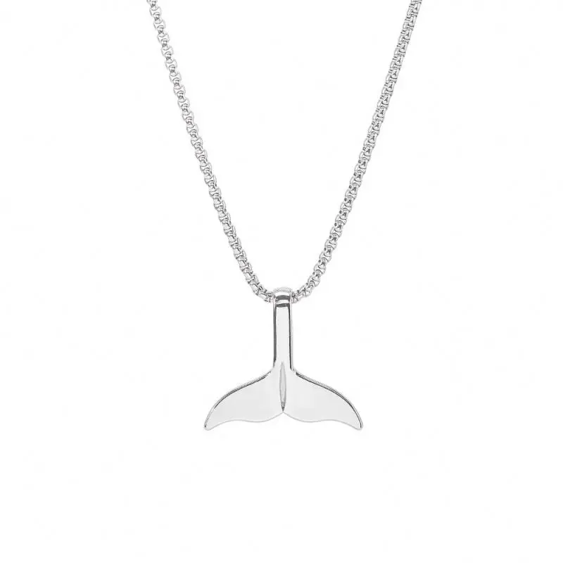 Fashion Stainless Steel Fish Tail Whale Tail Pendant Necklace Jewelry Charms Hip Hop Dolphin Mermaid Tail Necklace