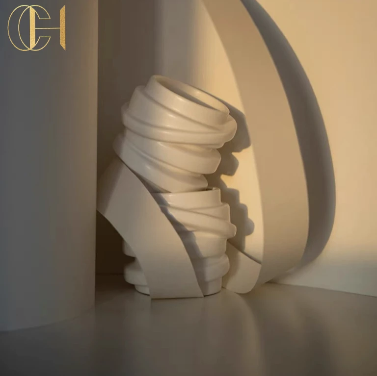 C&H luxury white ivory color candle with soybean wax cotton wick ceramic cement candle with fragrance