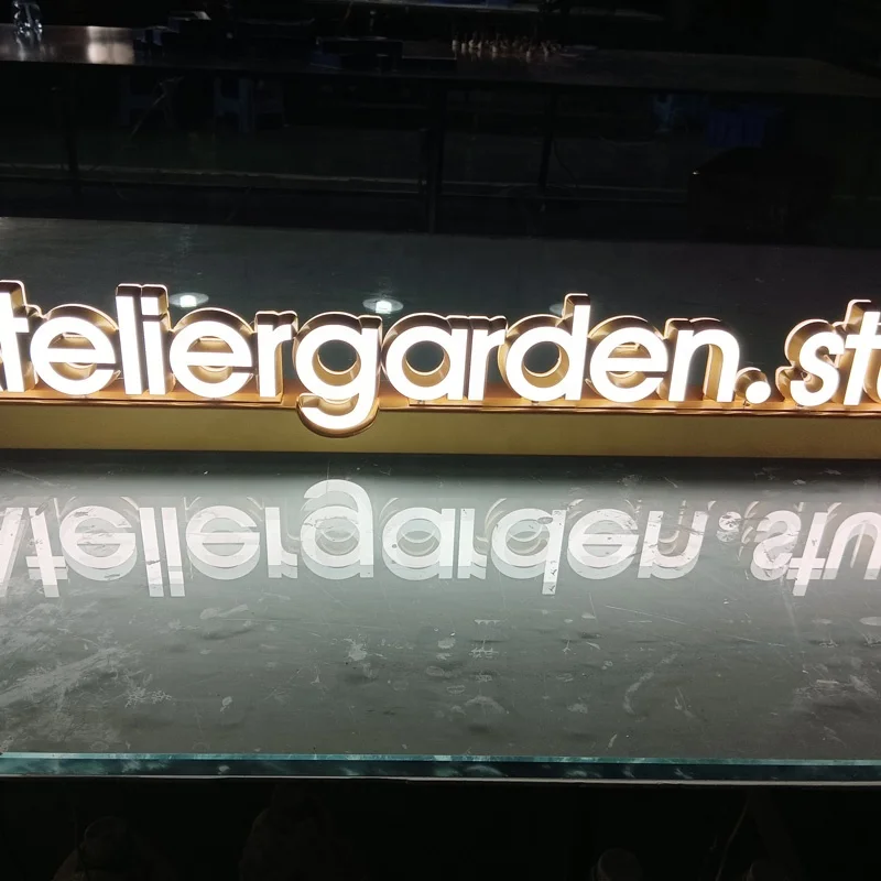 Kexian Custom Company Reception Desk Signage LED Mini Acrylic Letter Sign Table Top Led Sign Luminous Sign with Base