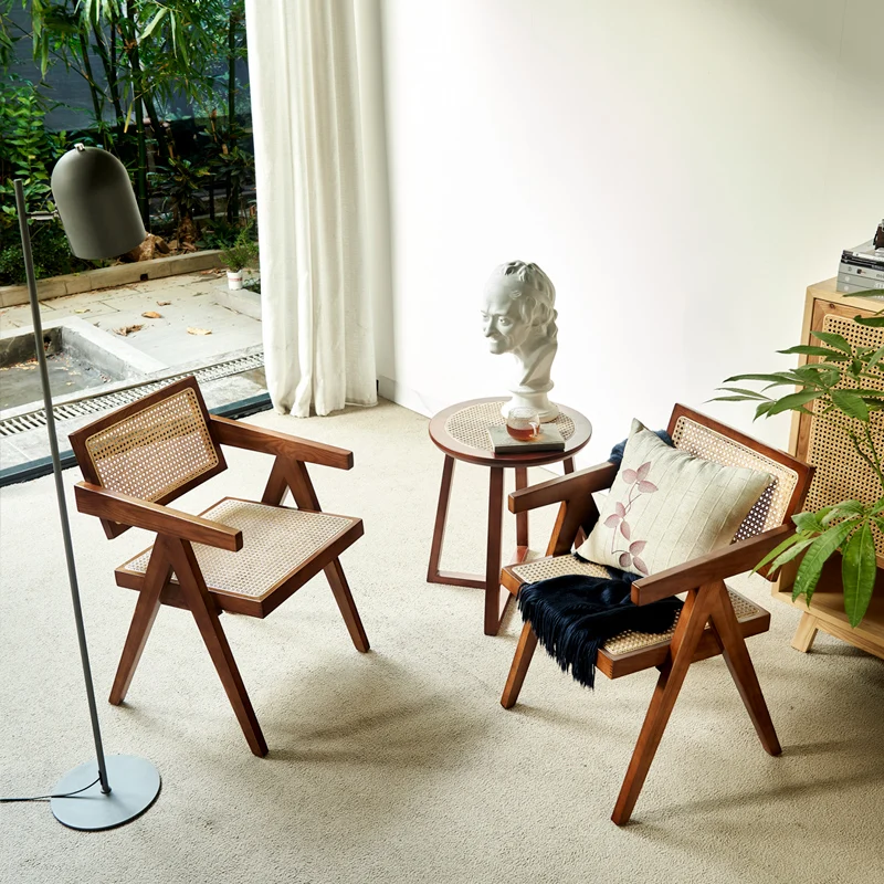 Classical canteen coffee shop wood cane wooden restaurant chair