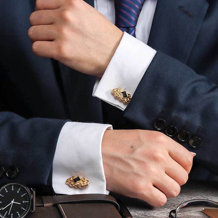 Gold  Vintage Gemstone Cufflinks for Men Wholesale