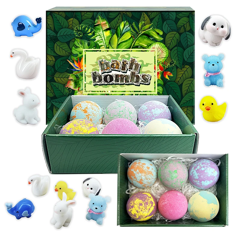 Private Label Customized Kids Fun Natural Bathbomb Organic Vegan 6 Pack Bubble Bath Bombs Balls Surprise With Toys Inside