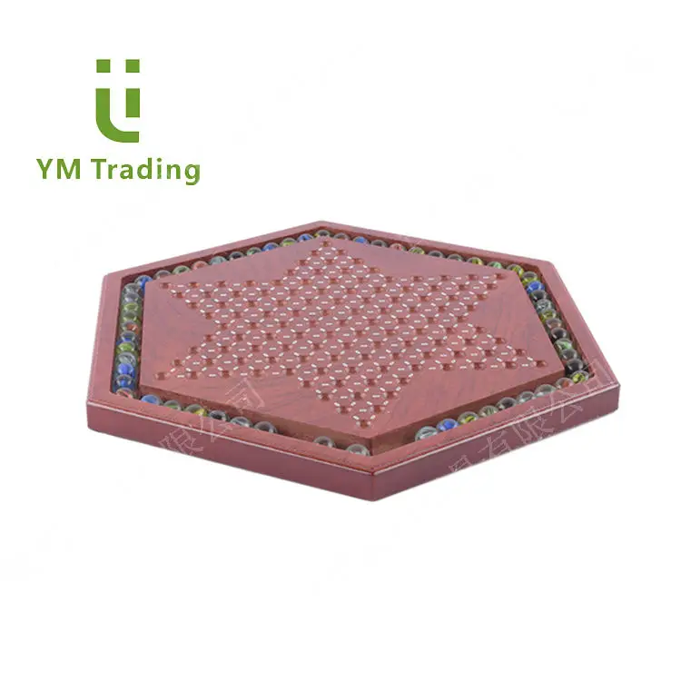 12 Inches Wooden Chinese Checkers Board Game Set with 60 Colorful Marbles for Up to 6 Players Classic Strategy Game