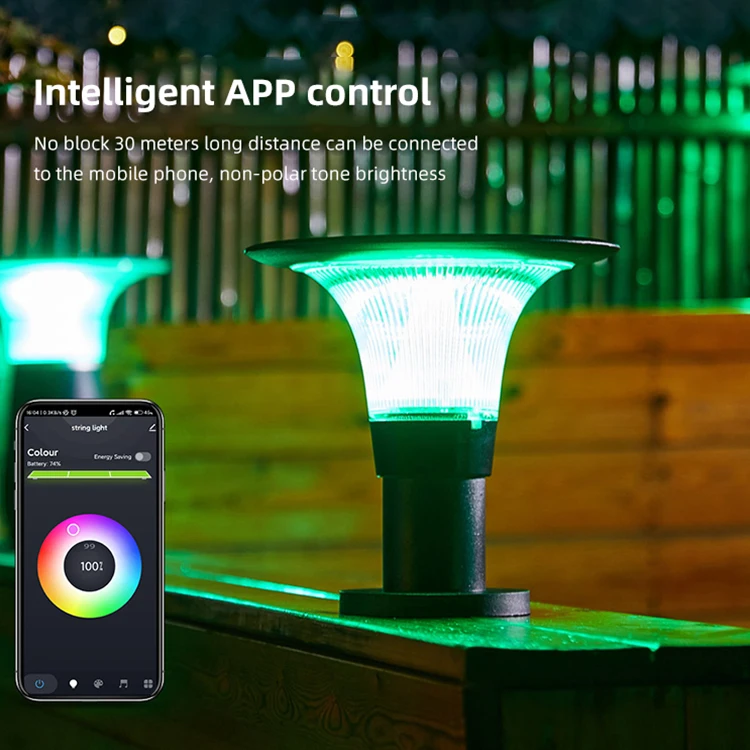 Modern Aluminum PC Fence Pillar Outdoor Waterproof Dimmable 1.5W Smart RGB Solar Led Gate
