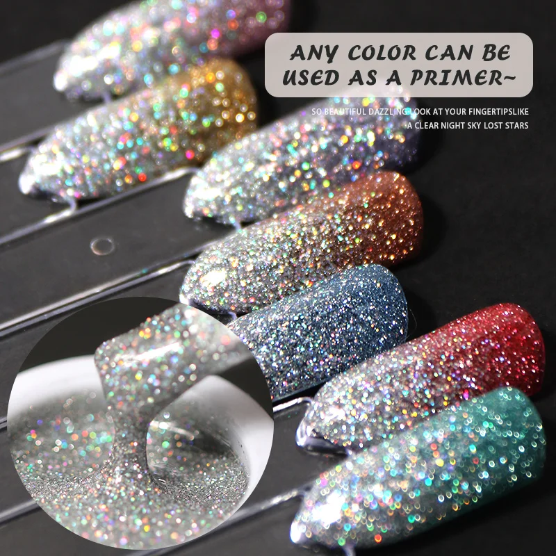 HS New Arrival Laser Effect UV Nail Polish Private Label Holographic Glitter Gel Polish