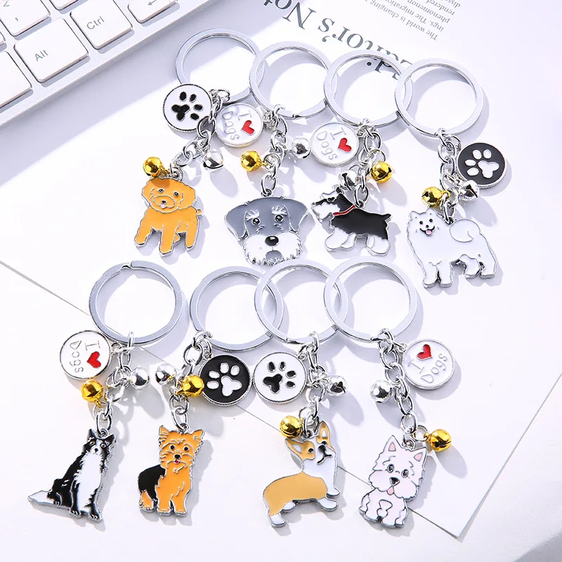 Promotional Gift Wholesale Metal French Bulldog Dog Keychain Cute Pet Keyring Chain