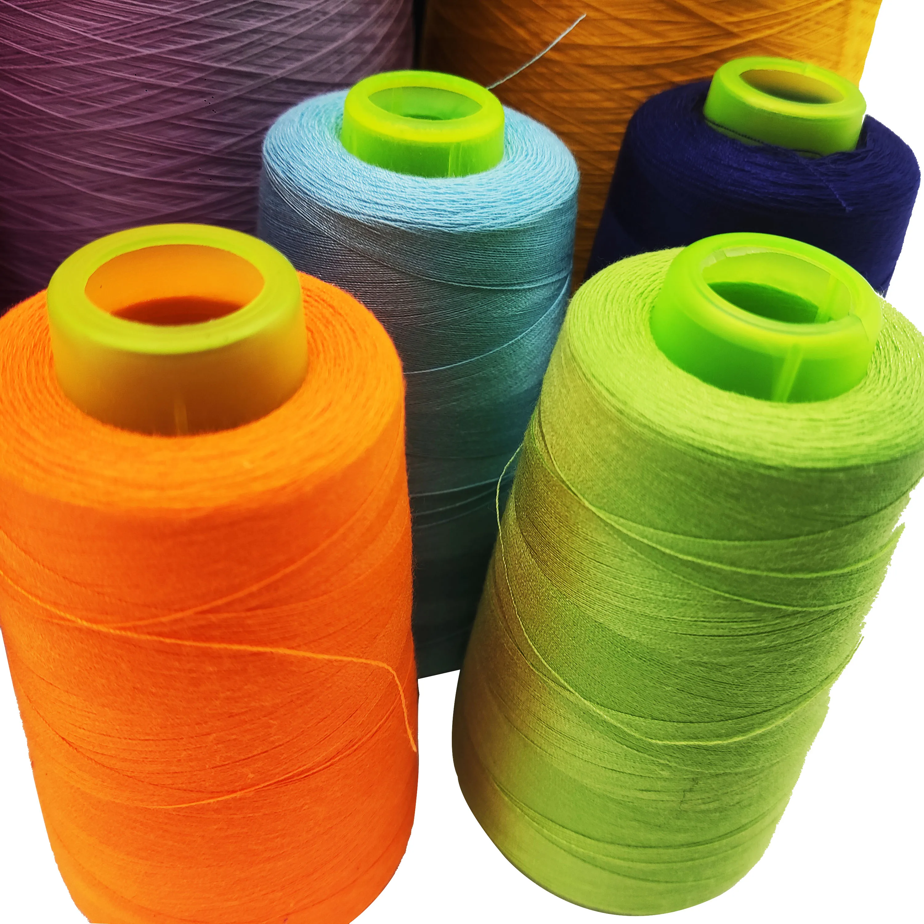 100% spun polyester yarn manufacturer factory High tenacity sewing thread overlocking polyester yarn
