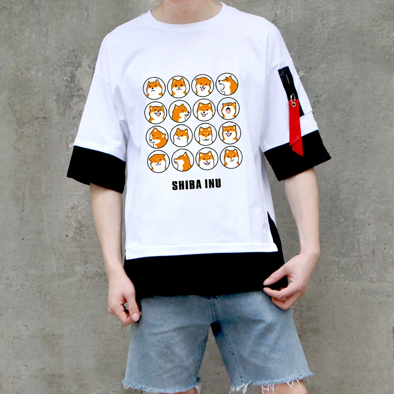 Boy girl T-shirt factory wholesale summer round neck top unisex couple cute cartoon animal Shiba Inu short sleeve shirt